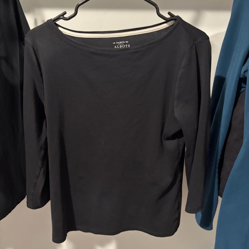 Talbots Black Boatneck Short Sleeve Tee